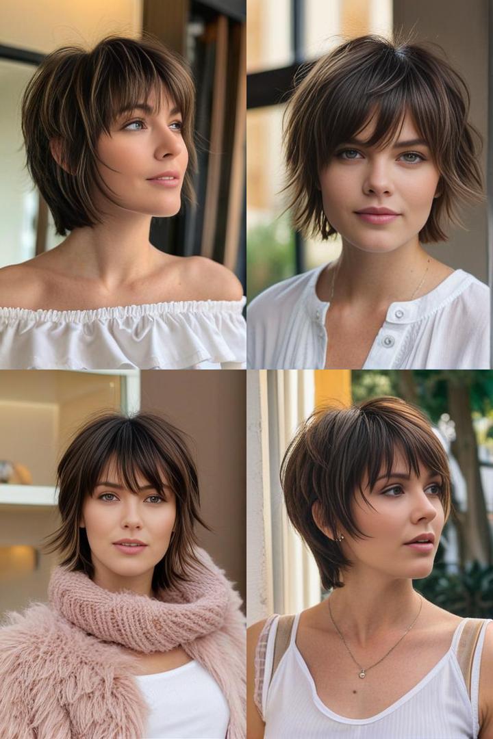 Short Shag Haircut with Shaggy Bangs and Long Layers