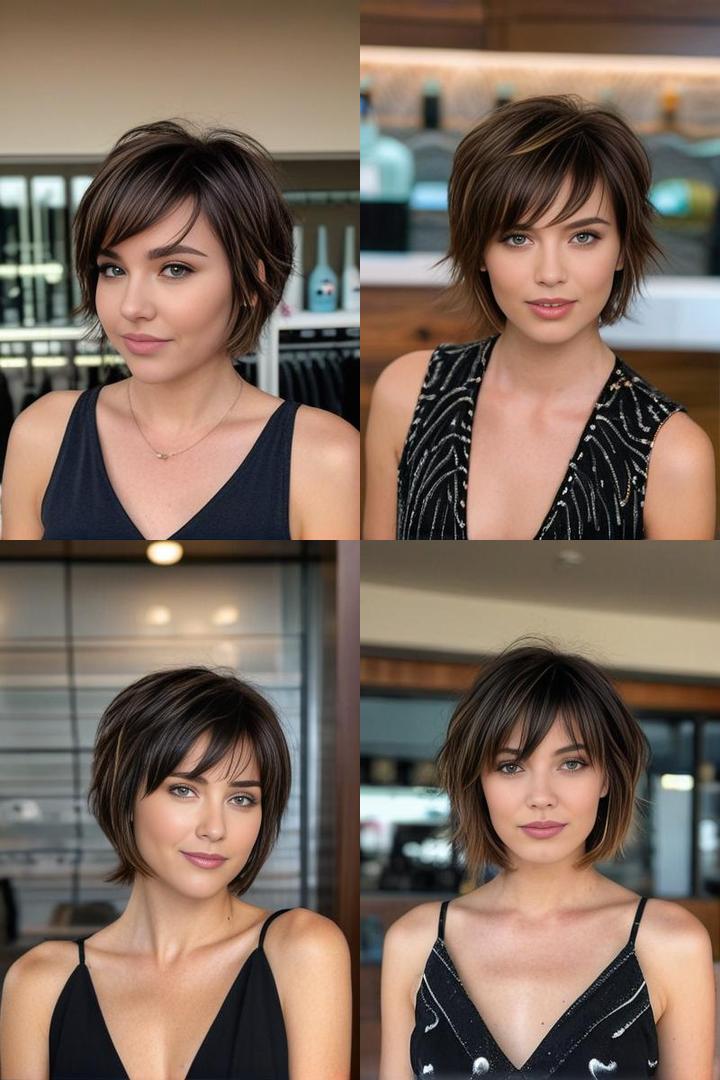 Short Shag Haircut with Side Bangs and Choppy Ends