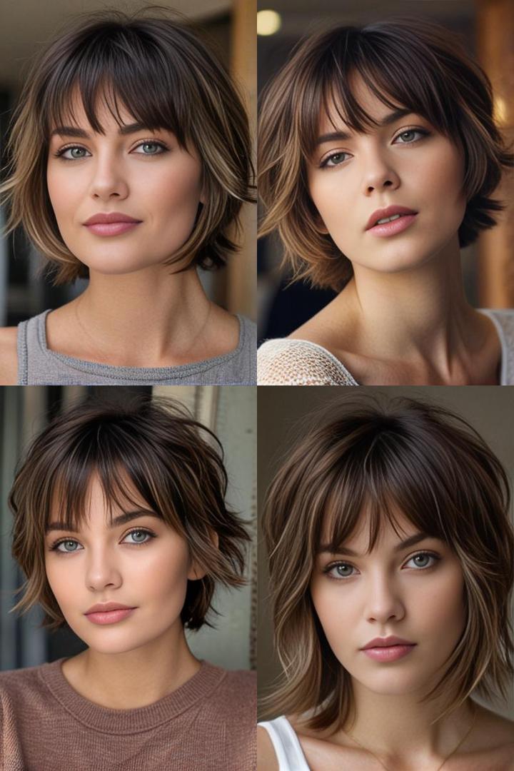 Short Shag Haircut with Tousled Bangs