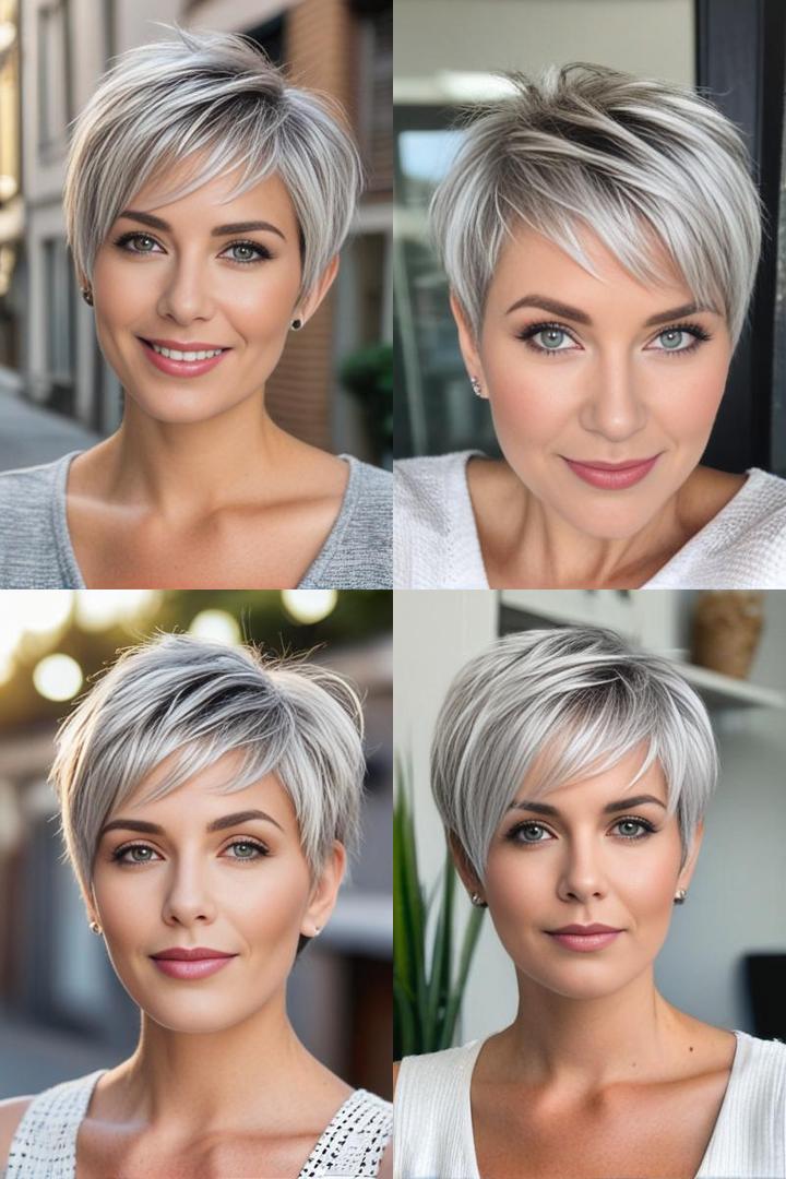 Short Shag Tapered Silver Haircut