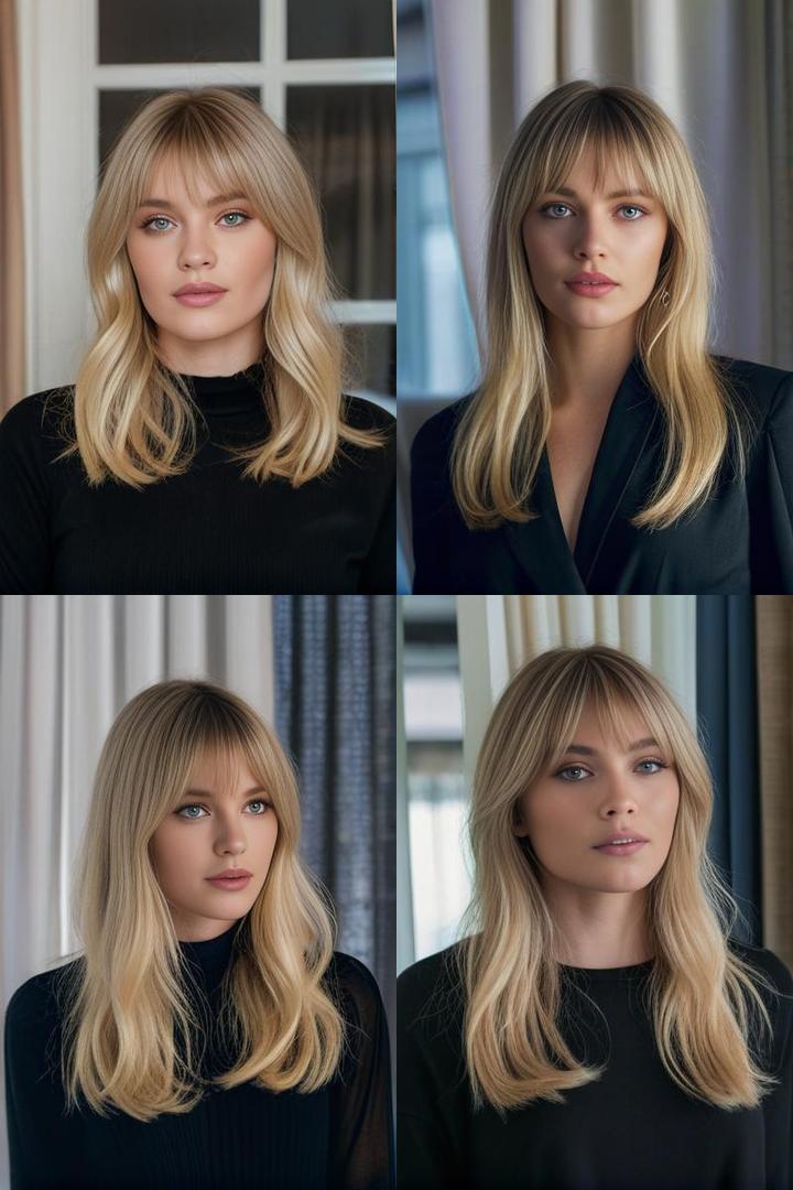 Long Blonde Curtain Bangs for a Flirty Vibe