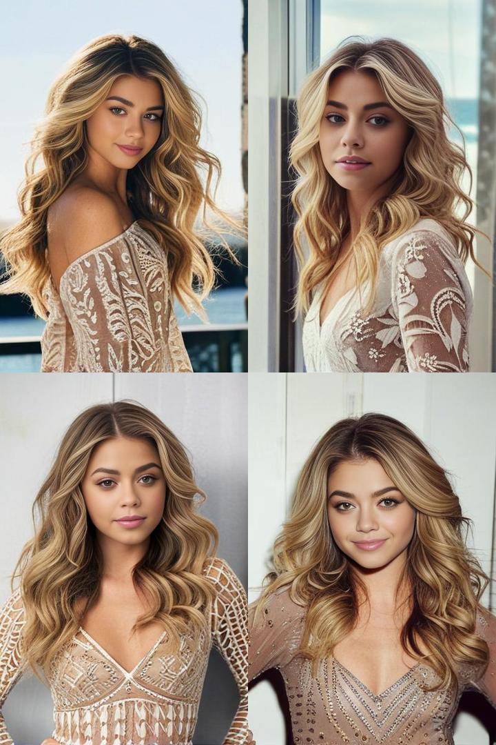 Sarah Hyland Long Blonde Wavy Hairstyle