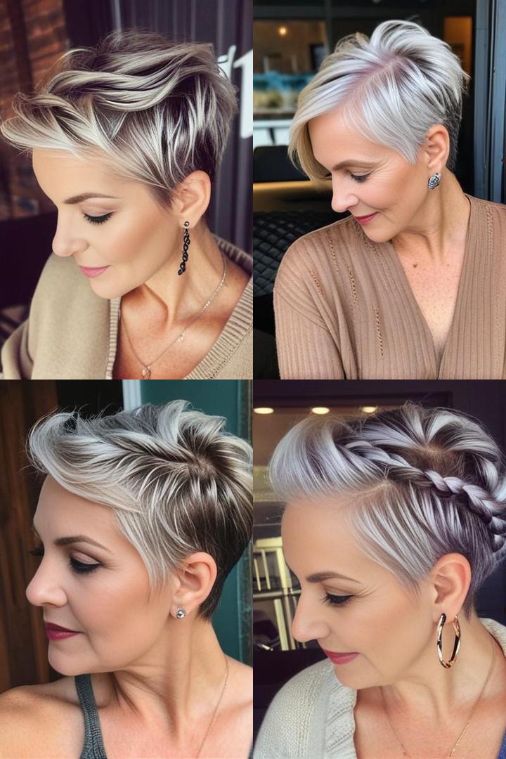 Chic Side Swept Pixie Braids Hairstyle for Older Women