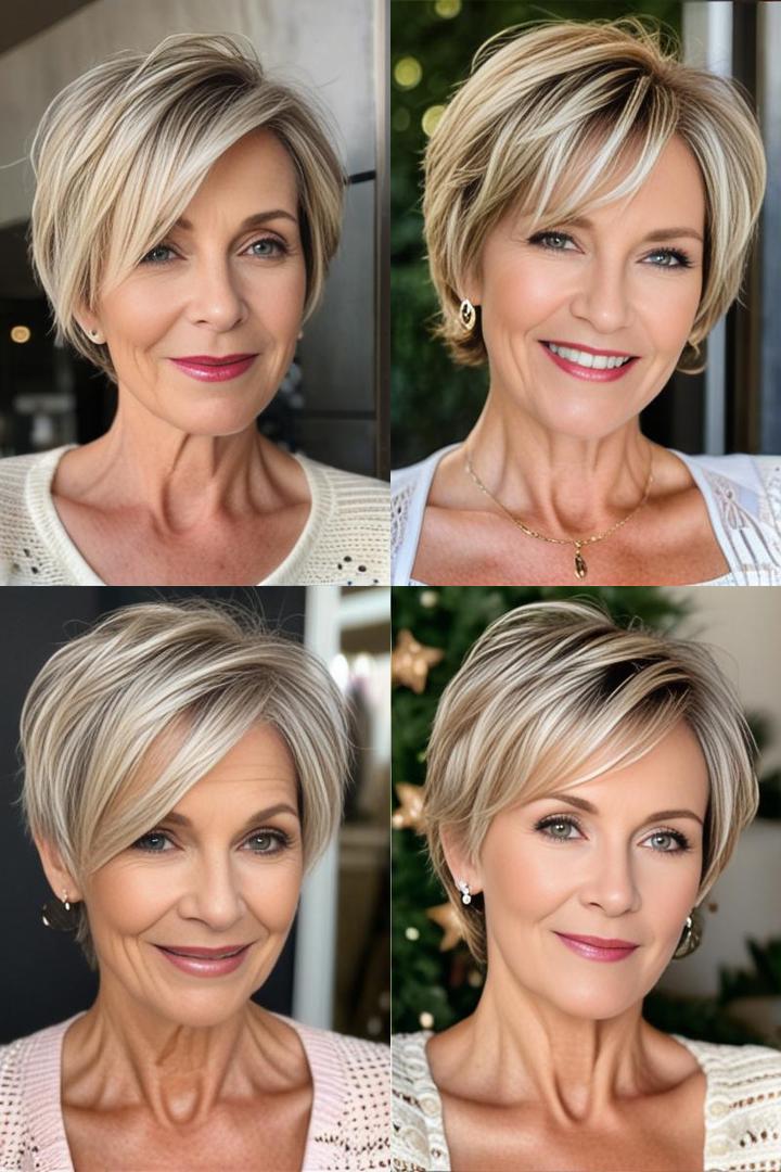 Chic Wispy Pixie Bob Hairstyle for Older Women