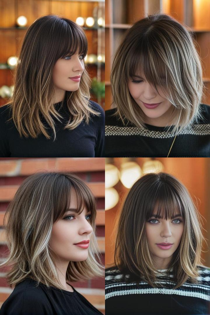 Medium Length Layered Haircuts with Bangs and Highlights