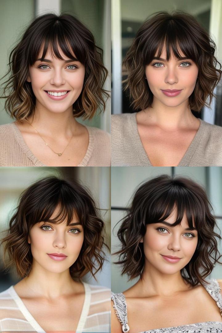 Medium Length Layered Haircuts with Bangs for Curly Hair