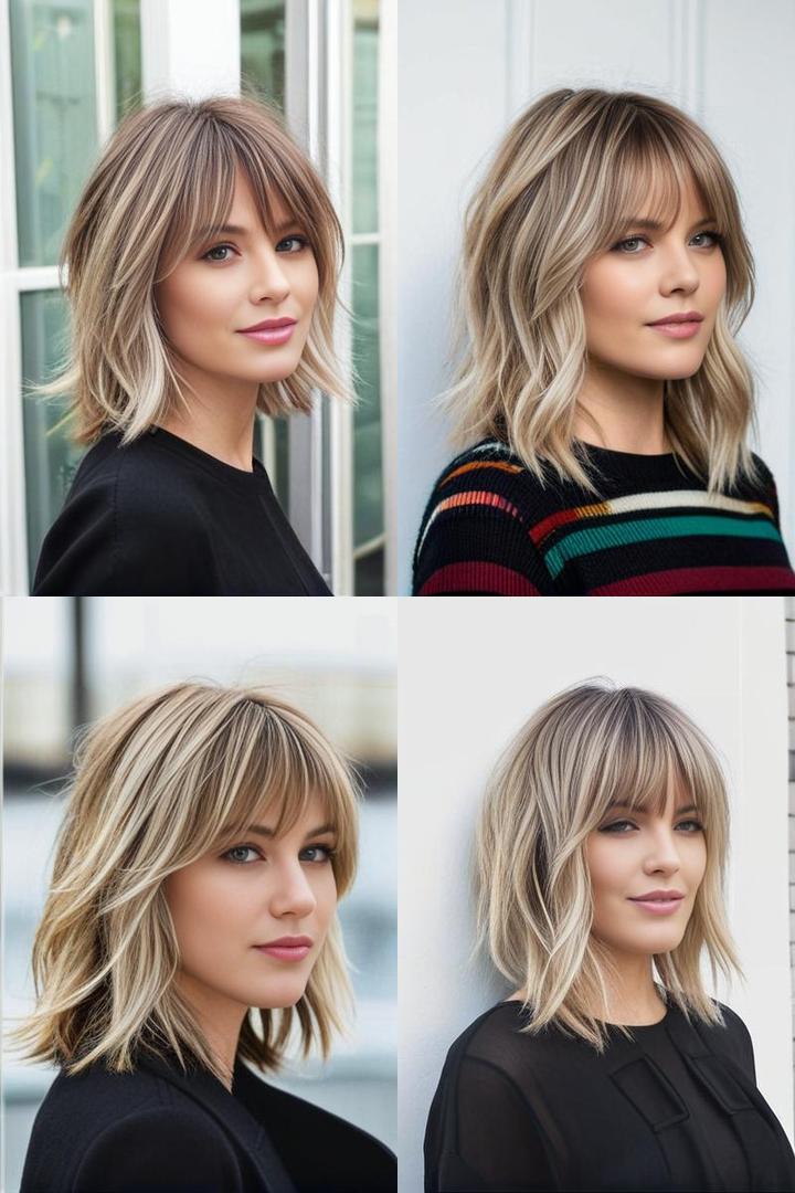 Medium Length Layered Haircuts with Bangs Tousled Hairstyle Inspiration