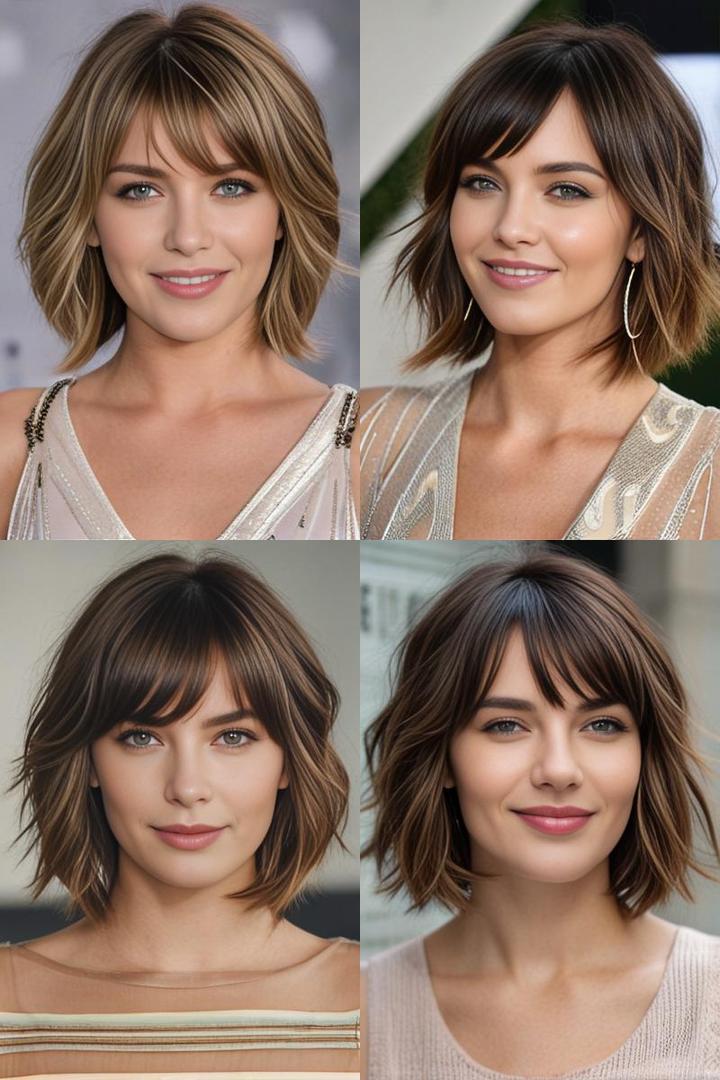 Medium Length Layered Haircuts with Bangs Waves and Swooping Side Bangs