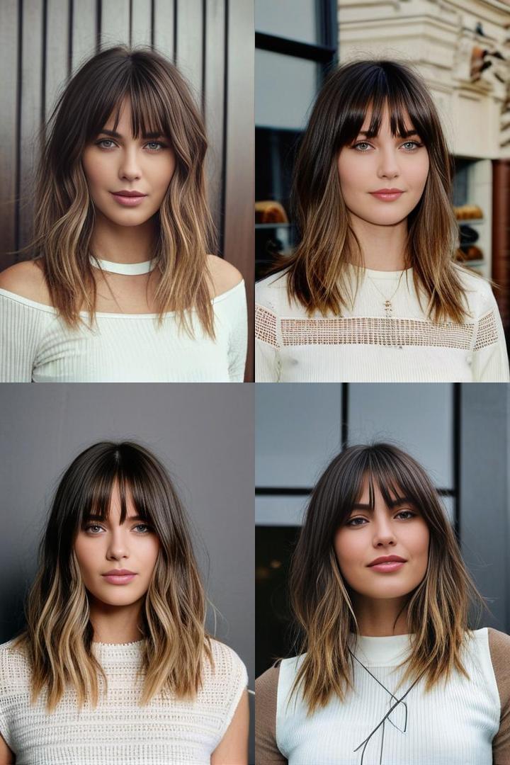 Trendy Medium Length Layered Haircuts with Bangs and a Middle Part