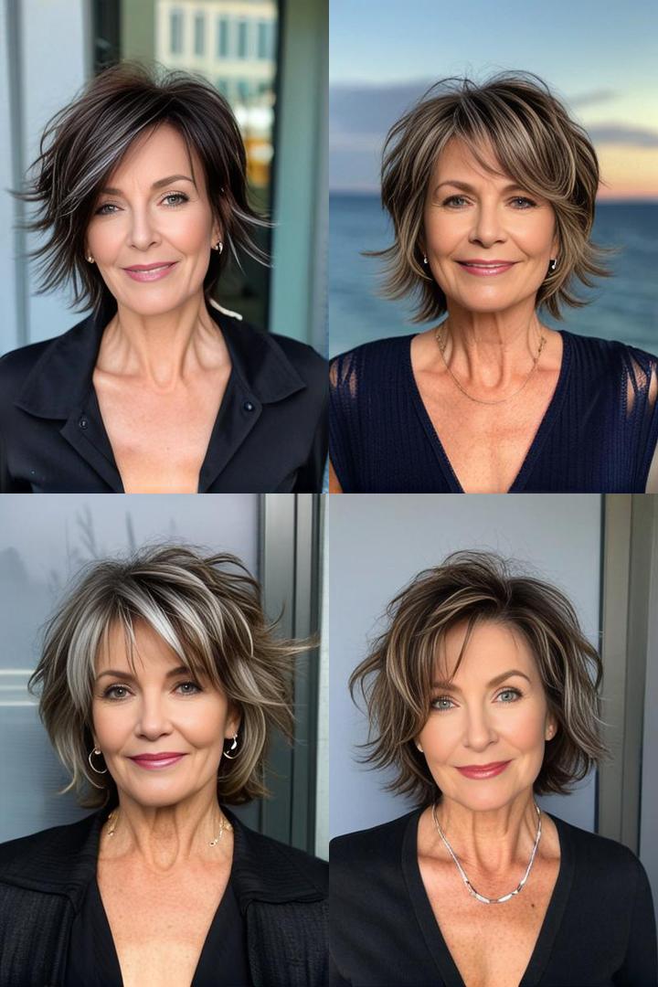 Chic Short Shag Hairstyle for Women Over 50