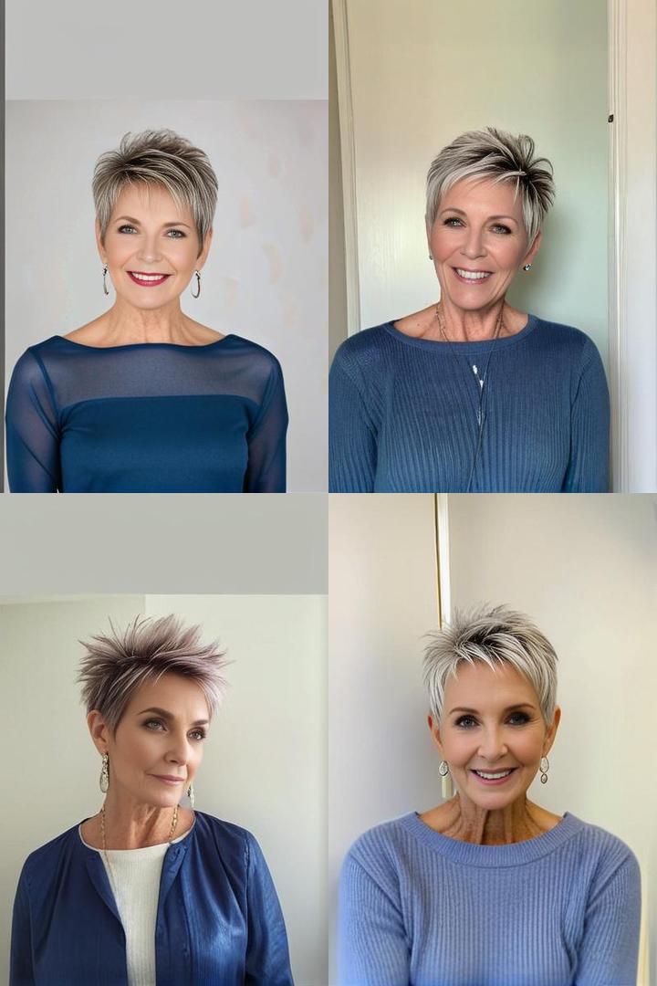 Edgy Spiky Pixie Hairstyle for Women Over 70