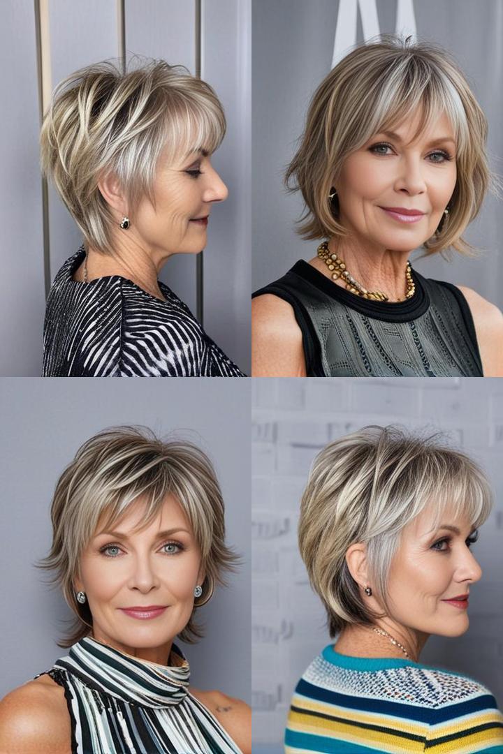 Short Shag Hairstyles with Jagged Bangs for Women Over 50