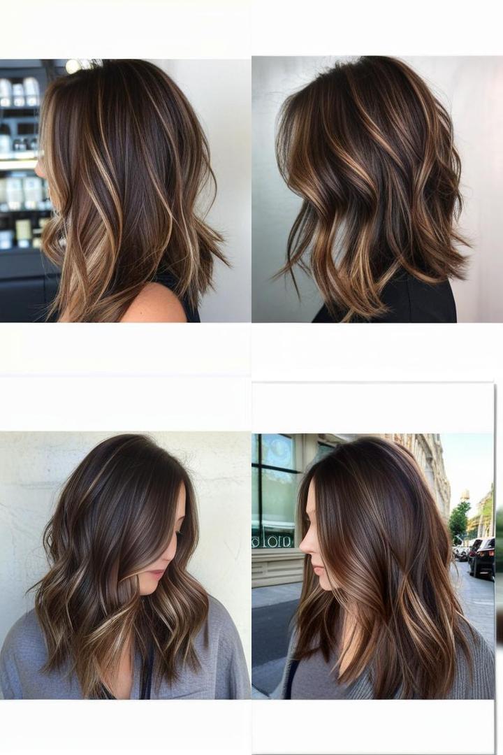 Chic Chocolate Brown Hair with Subtle Blonde Highlights