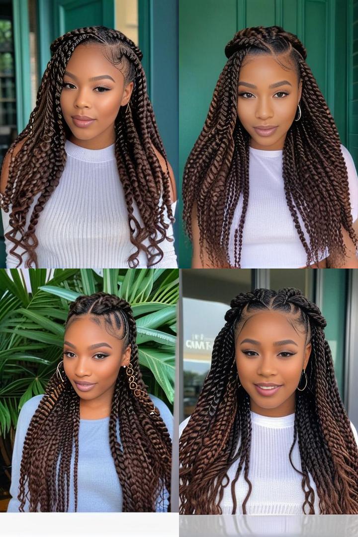 Chocolate Brown Mid Back Passion Twist Braid Hairstyle