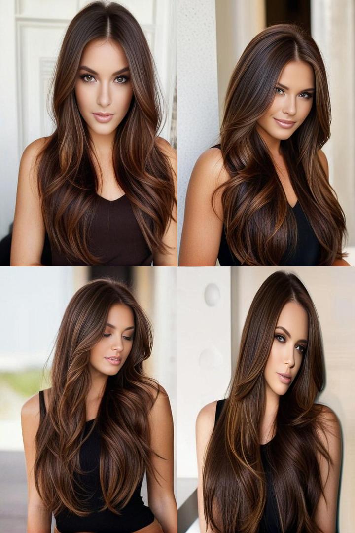 Delicious Chocolate Brown Hair Color with Caramel Highlights