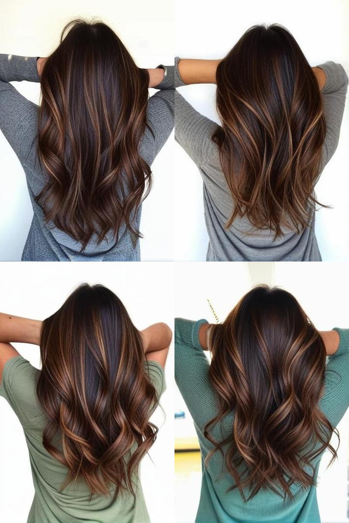 Gentle Chocolate Brown Hair with Honey Highlights