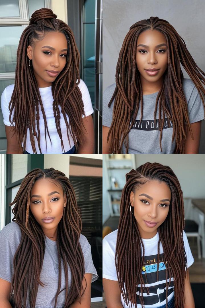 Multi Toned Chocolate Brown Faux Locs Hairstyle