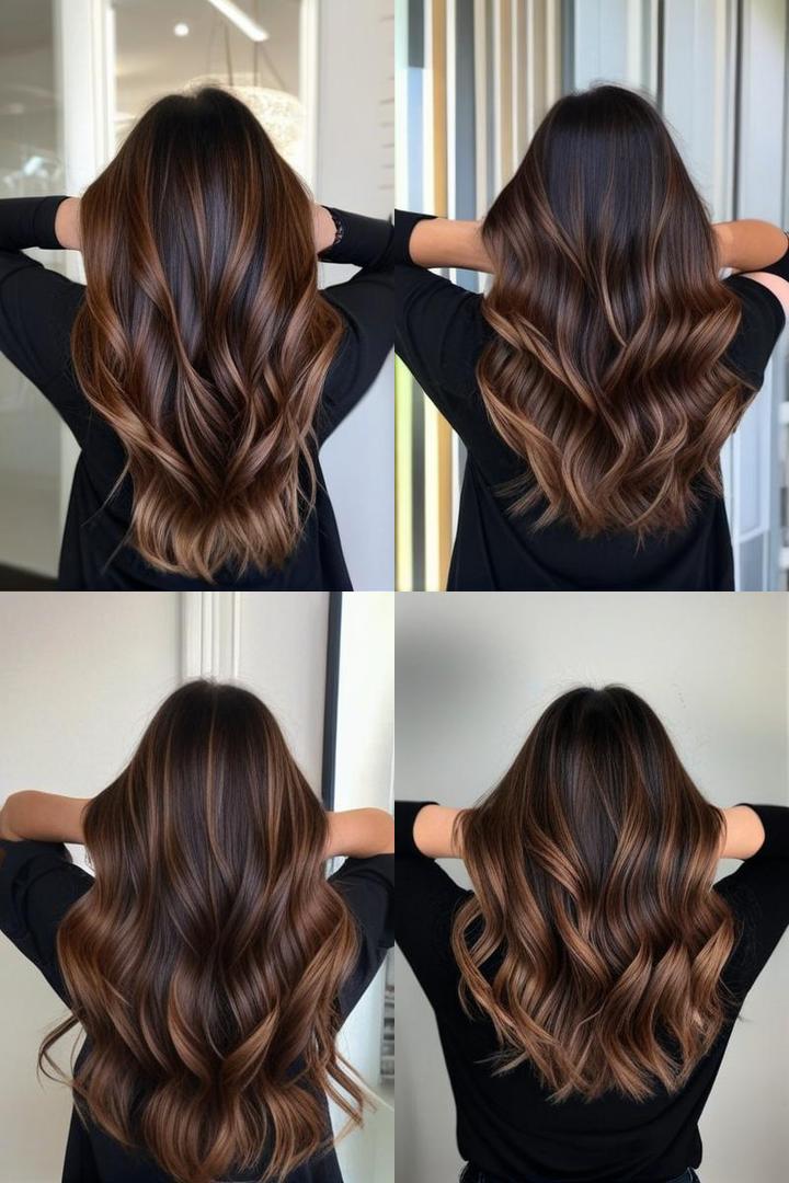 Rich Chocolate Caramel Balayage Hair Color