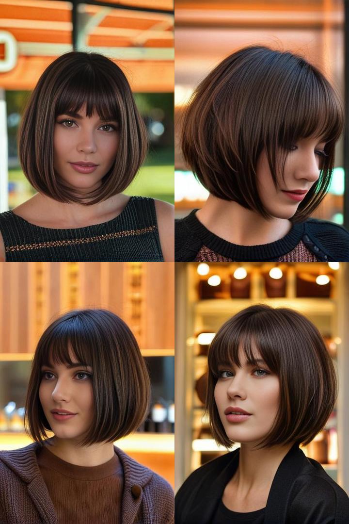 Soft Fringe Textured Chocolate Brown Bob Hairstyle