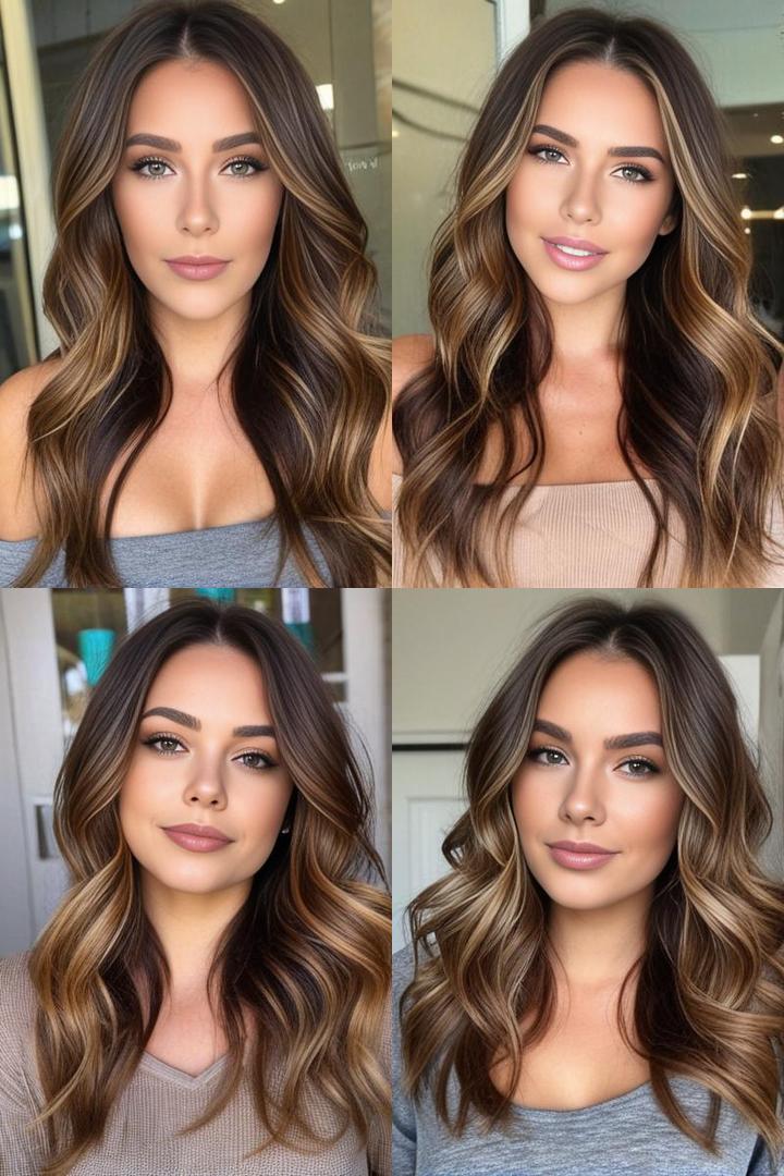 Stunning Chocolate Brown Hair with Honey Blonde Balayage Waves